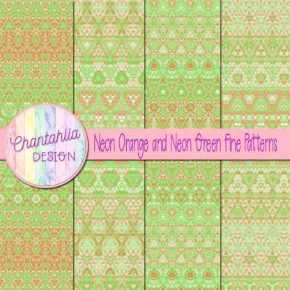 Free neon orange and neon green fine patterns digital papers