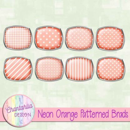 Free neon orange patterned brads