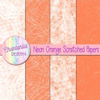 Free neon orange scratched digital papers