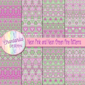 Free neon pink and neon green fine patterns digital papers