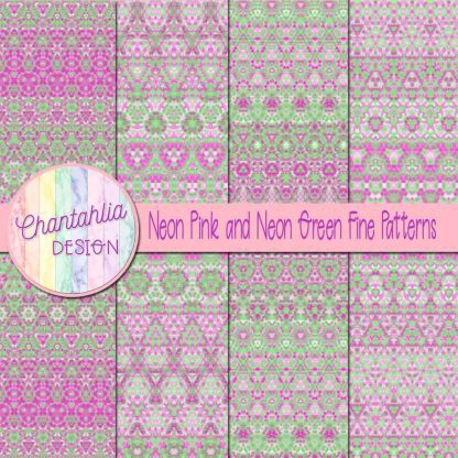 Free neon pink and neon green fine patterns digital papers