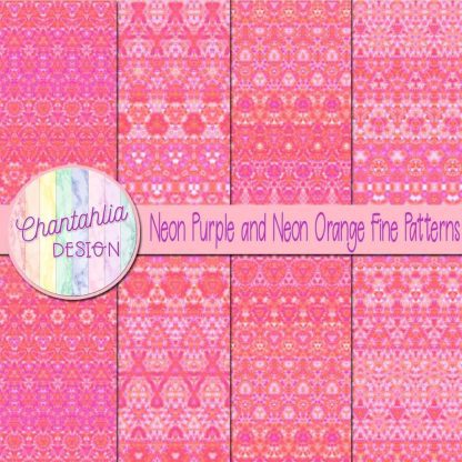 Free neon purple and neon orange fine patterns digital pap