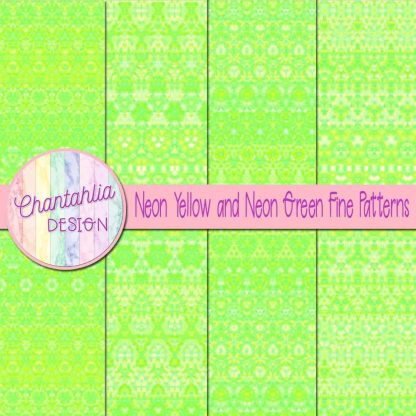 Free neon yellow and neon green fine patterns digital papers