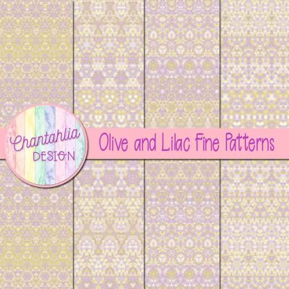 Free olive and lilac fine patterns digital papers