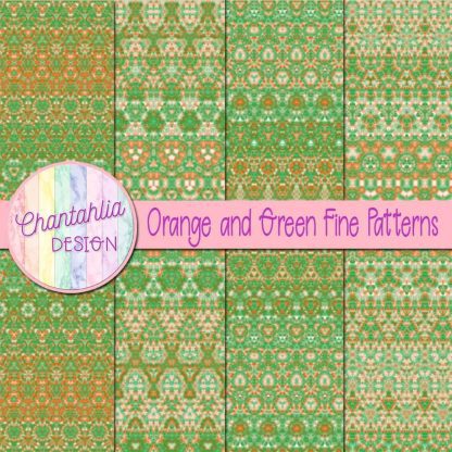 Free orange and green fine patterns digital papers