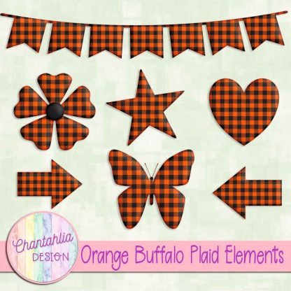 Free orange buffalo plaid elements