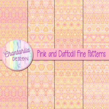 Free pink and daffodil fine patterns digital papers