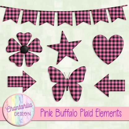 Free pink buffalo plaid elements