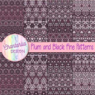 Free plum and black fine patterns digital papers