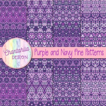 Free purple and navy fine patterns digital papers