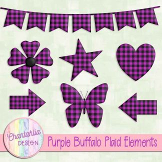 Free purple buffalo plaid elements