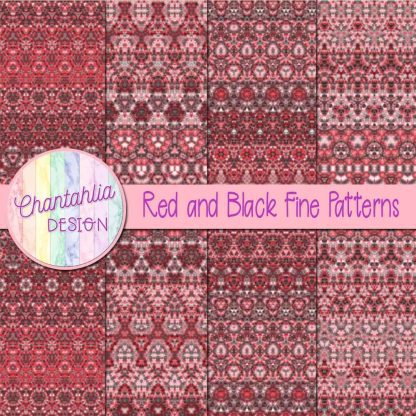 Free red and black fine patterns digital papers