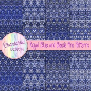 Free Royal Blue and Black Digital Papers with Fine Patterns Designs