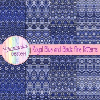 Free royal blue and black fine patterns digital papers