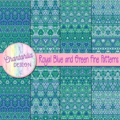Free royal blue and green fine patterns digital papersFree royal blue and green fine patterns digital papers