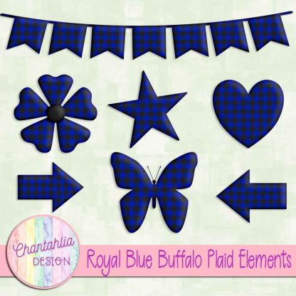 Free royal blue buffalo plaid elements