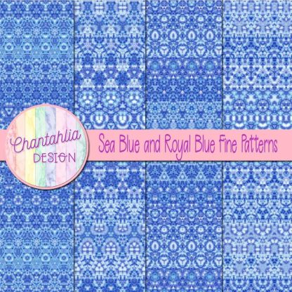 Free sea blue and royal blue fine patterns digital papers