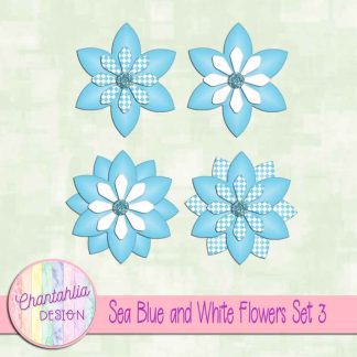 Free sea blue and white flowers