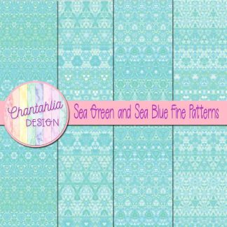 Free sea green and sea blue fine patterns digital papers