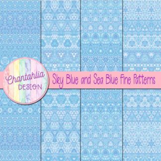 Free sky blue and sea blue fine patterns digital papers