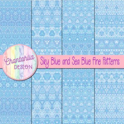 Free sky blue and sea blue fine patterns digital papers