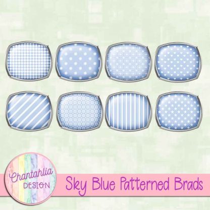 Free sky blue patterned brads