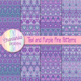 Free teal and purple fine patterns digital papers