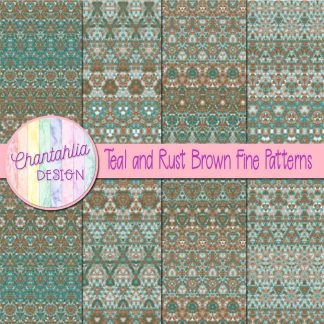 Free teal and rust brown fine patterns digital papers