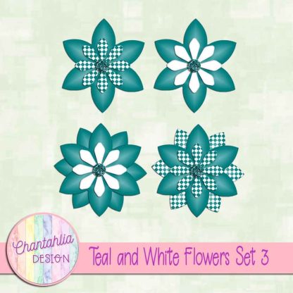 Free teal and white flowers
