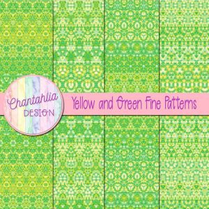 Free Yellow and Green Digital Papers with Fine Patterns Designs