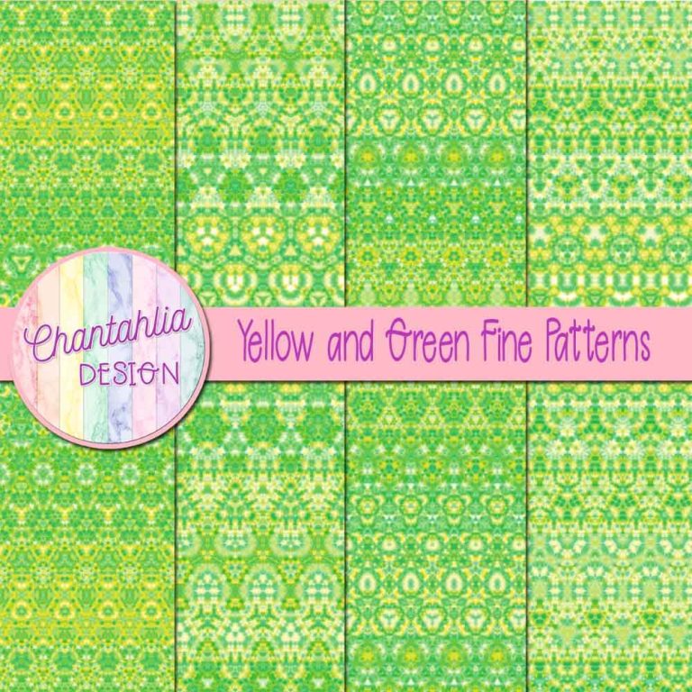 Free Yellow and Green Digital Papers with Fine Patterns Designs