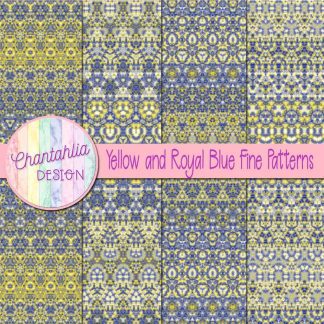 Free yellow and royal blue fine patterns digital papers