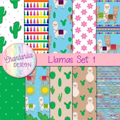 Free digital papers in a Llamas theme.