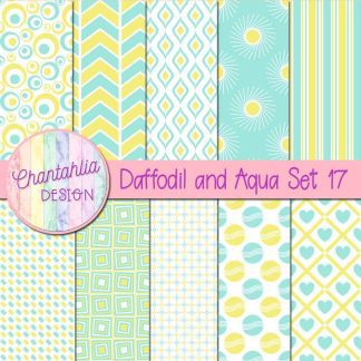 Free daffodil and aqua digital paper patterns set 17