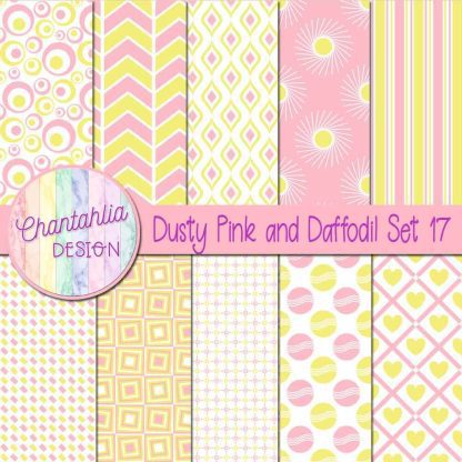 Free daffodil and dusty pink digital paper patterns set 17