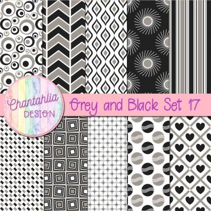 Free grey and black digital paper patterns set 17
