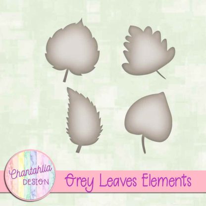 Free grey leaves design elements