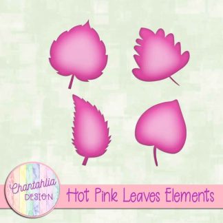 Free hot pink leaves design elements