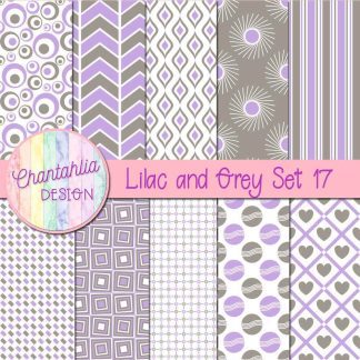 Free lilac and grey digital paper patterns set 17