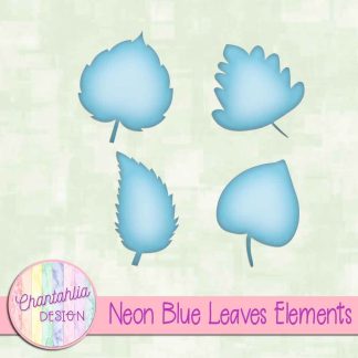Free neon blue leaves design elements