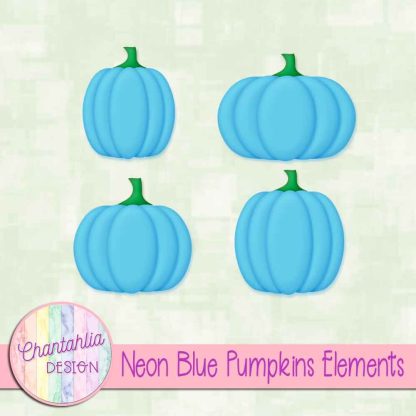 Free neon blue pumpkin design elements