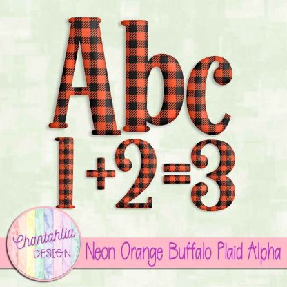 Free neon orange buffalo plaid alpha