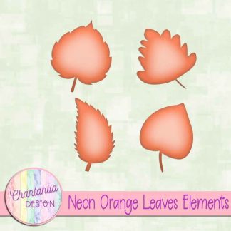 Free neon orange leaves design elements