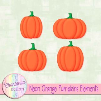 Free neon orange pumpkin design elements