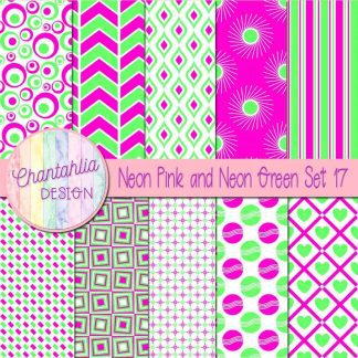 Free neon pink and neon green digital paper patterns set 17