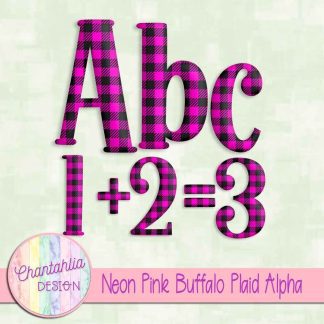 Free neon pink buffalo plaid alpha