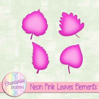 Free neon pink leaves design elements