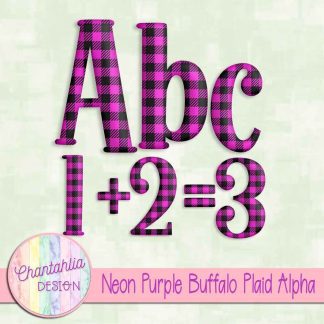 Free neon purple buffalo plaid alpha