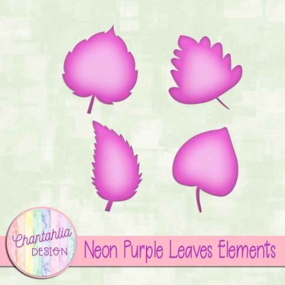 Free neon purple leaves design elements