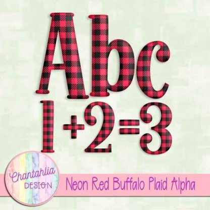 Free neon red buffalo plaid alpha